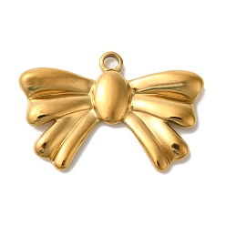 Настоящее золото 18K Ионное покрытие (ip) 304 подвески из нержавеющей стали, очарование бантом, реальный 18 k позолоченный, 18x26.5x3 мм, отверстие : 2 мм