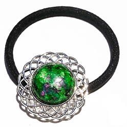 Зеленый Натуральный рубин в резинках для волос из цоизита, для женщин, зелёные, Цветок: 30x30 мм