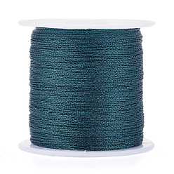 Teal Polyester Braided Metallic Thread, for DIY Braided Bracelets Making and Embroidery, Teal, 0.4mm, 6-Ply, about 54.68 yards(50m)/roll