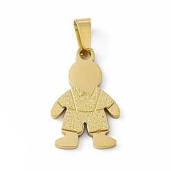 Golden Vacuum Plating 304 Stainless Steel Pendants, Boy Charms, Golden, 19x12x1.5mm, Hole: 5.5x3mm