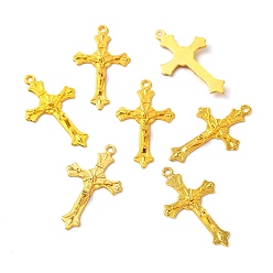 Golden Zinc Alloy Pendants, Crucifix Cross, Religion, Golden, 37x22x2.5mm, Hole: 2mm
