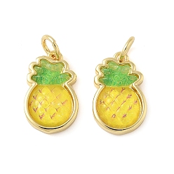 Золотистый Подвески латуни cmолы, ананасовые прелести, с целью перехода в кольце, без свинца и без кадмия, долговечный, стойки покрытие, реальный 18 k позолоченный, золотые, 15x9.5x4 мм, отверстие : 3.4 мм