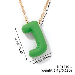 Letter J Ожерелья с подвесками из сплава, золотые, зеленый лайм, буква J, 15.75 дюйм (40 см)
