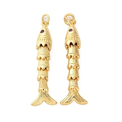 Настоящее золото 18K Стойка металлическая латунная микропрофилированная кубическая циркония подвески, амулеты из рыбы сардина, долговечный, без свинца и без кадмия, реальный 18 k позолоченный, 38x7x6.5 мм, отверстие : 1.5 мм