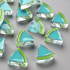 Dark Turquoise Transparent Enamel Acrylic Beads, Watermelon, Dark Turquoise, 23.5x25.5x9mm, Hole: 3.5mm