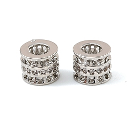 Платина Латунные микро проложить кубического циркония бусы, колонка, платина, 7x5.5 мм, отверстие : 3.5 мм