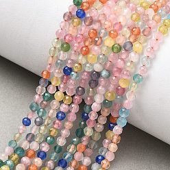 Разноцветный Кошачие глаза, круглые, граненые, красочный, 3 мм, отверстие : 0.6 мм, около 123 шт / нитка, 14.17'' (36 см)
