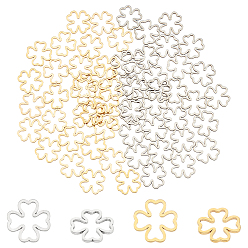 Mixed Color 304 Stainless Steel Linking Ring, Flower, Mixed Color, 12x12x0.8mm, 2 colors, 30pcs/color, 60pcs/Box