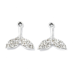 Fish Подвески из сплава с кристаллами и стразами и анималистическим рисунком, платина, очарование рыбий хвост, 18.5x18.5x3 мм, отверстие : 1.8 мм