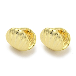 Настоящее золото 18K Серьги-кольца из латуни в форме ракушки, реальный 18 k позолоченный, 9x11 мм