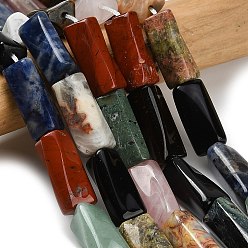 Смешанные камни Природных драгоценных камней смешанного бисер нитей, твист, смешанные окрашенные и неокрашенные, 20~21x9~10x9~10 мм, отверстие : 0.9~1 мм, около 18~19 шт / нитка, 14.96~15.87 дюйм (38~40.3 см)