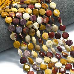 Моокаит Природные mookaite бисер нитей, граненый шестиугольный разрез, плоско-круглые, с бисером, 10~10.5x6 мм, отверстие : 1 мм, около 31~32 шт / нитка, 15.35''~15.55'' (39~39.5 см)