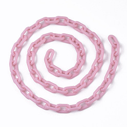Pearl Pink Opaque Acrylic Cable Chains, Oval, Pearl Pink, 13x8x2mm, 19.68 inch(50cm)/strand