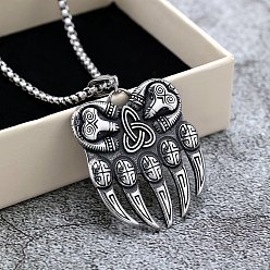 Античное Серебро Ретро 304 ожерелья из нержавеющей стали с подвеской в виде медвежьей лапы викинга, античное серебро, 23.62 дюйм (60 см)