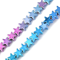 (52) Непрозрачная лаванда Нити синтетических немагнитных гематитовых бусин с градиентным цветным гальваническим покрытием, звезда, разноцветные, 4x4x2 мм, отверстие : 0.5 мм, около 103 шт / нитка, 12.99'' (33 см)