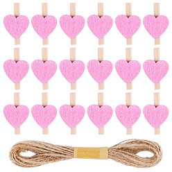 Бледно-Розовый 50 шт. деревянные зажимы и гвозди, для офиса и школьных принадлежностей, сердце, 2пучки джутового шнура, джутовая струна, розовый жемчуг, 30.5x19x9 мм