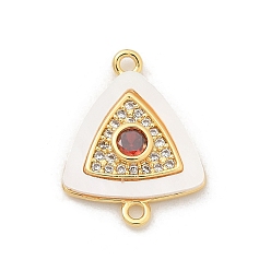 Треугольник Подвески-коннекторы из латуни с микропаве из прозрачного кубического циркония и ракушки, с оранжево-красным стеклом, реальный 18 k позолоченный, треугольные, 17.5x13.5x2.5 мм, отверстие : 1.2 мм