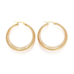 Golden 304 Edelstahl Creolen Ohrstecker , hypoallergene Ohrringe, Ring, golden, 45x40x6 mm, Stift: 1x0.7 mm