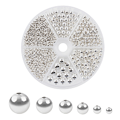 Silver Brass Smooth Beads, Round, Silver, Diameter: 2.5/3/4/5/6/8mm, Hole: 0.5~2.5mm