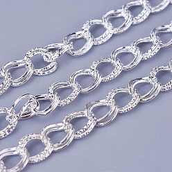 Серебро Железа двойные ЦЕПИ, пайки, с катушкой, овальные, серебряный цвет гальваническим, 8x6x0.6 мм, около 328.08 футов (100 м) / рулон