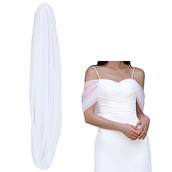 Blanco Chal de novia de gasa de poliéster, chal de tul con hombros descubiertos, blanco, 1120x100x13 mm
