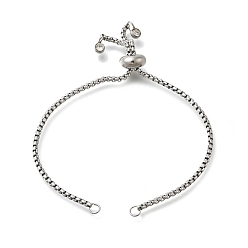 Кристалл Регулируемые 304 браслеты-слайдеры из нержавеющей стали / изготовление браслетов боло, с цепочками и стразами, цвет нержавеющей стали, кристалл, 9-1/8 дюйм (23.2 см), 2 мм