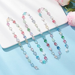 Разноцветный Железные стеклянные цепочки ручной работы со звездообразными звеньями, платина, несварные, красочный, 1000 мм