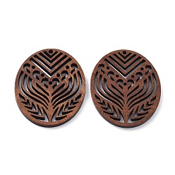 Oval Подвески из орехового дерева, вырезанные лазером, полые прелести, неокрашенными, овальные, 37x30x2.5 мм, отверстие : 1.6 мм