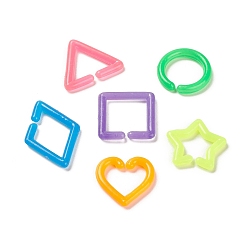 Mixed Color Acrylic Linking Rings, Quick Link Connector, Mixed Shapes, Triangle/Rhombus/Star, Mixed Color, 16.5~24.5x16~17.5x2.4~2.8mm, Inner Diameter: 8.2~15.8x10~12.5mm, about 2000pcs/500g