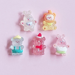 (52) Непрозрачная лаванда Прозрачные смолы кабошоны, кролик/медведь, с блеском порошок, разноцветные, 15 мм