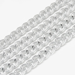 Gris Clair Chaînes de gourmette texturées en aluminium non soudées, gainsboro, 8x6x1.8mm
