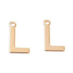 Letter L 201 прелести нержавеющей стали, алфавит, реальный 18 k позолоченный, letter.l, 12x7.5x0.6 мм, отверстие : 1.4 мм