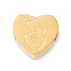 Золотой 304 из нержавеющей стали европейские шарики, бусины с большим отверстием, сердце с матерью и ребенком, золотые, 10.5x12x6 мм, отверстие : 4.5 мм