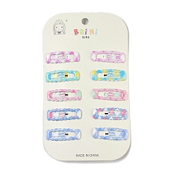 Rectangle 10 шт. 5 цвета, узор в клетку, эпоксидная смола, заколка для волос, с железным зажимом, аксессуары для волос для девочек, прямоугольные, 14x39.5x3 мм, 2 шт / цвет