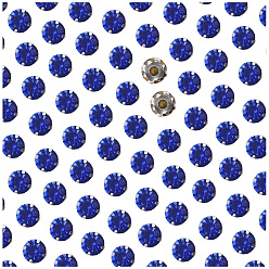 Капри Синий 288Шитье со стразами, стекло горный хрусталь, с настройками железного зубца, аксессуары для одежды, граненые, плоско-круглые, Капри синий, 8x8x5.5 мм, отверстие : 2.5 мм