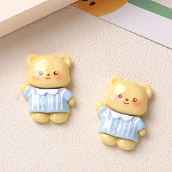 Светло-Голубой Непрозрачные кабошоны из смолы, медведь в пижаме, Небесно-голубой, 24x19 мм