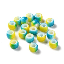 Темно-бирюзовый Европейские бусины из АБС-пластика, окрашенные распылением, бусины с большим отверстием, круглые, два тона, темные бирюзовый, 9x6 мм, отверстие : 4 мм, Около 1600 шт / 500 г