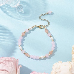 (52) Непрозрачная лаванда Браслеты из стеклянных круглых бусин, с латунной бисера, разноцветные, 7-3/4 дюйм (19.6 см)