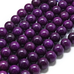 Фиолетовый Натуральный Malaysia нефритовые бусы пряди, окрашенная и подогревом, круглые, фиолетовые, 10 мм, отверстие : 1.2 мм, около 39 шт / нитка, 14.96 дюйм (38 см)