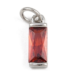 Платина Латунь с кубическим цирконием подвеской, прямоугольник амулеты, с целью перехода в кольце, стойки покрытие, долговечный, без свинца и без кадмия, платина, 12x4x3.5 мм, отверстие : 3.5 мм