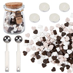 (52) Непрозрачная лаванда Наборы частиц сургуча для печати в стиле ретро, с ложкой из нержавеющей стали, свеча, стеклянная банка, разноцветные, 7.3x8.6x5 мм, около 110~120 шт / упаковка, 2 мешки