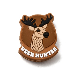 Sienna Silicone Beads, Focal Beads, Deer Hunter, Sienna, 29.5x24x8mm, Hole: 3mm