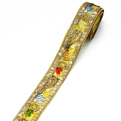 Желтый Лента для вышивки из полиэстера, орнамент одежды, желтые, 1-1/8 дюйм (30 мм), около 10 ярд / шт