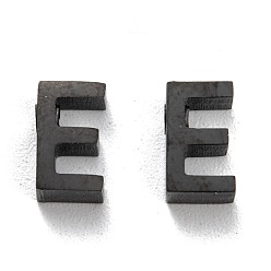 Letter E 304 подвески из нержавеющей стали с ионным покрытием (IP), алфавит, электрофорез черный, letter.e, 8x4.5x3 мм, отверстие : 1.8 мм