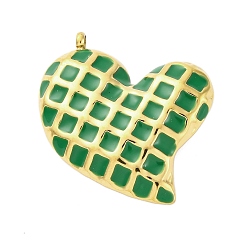 Морско-зеленый 304 подвески из нержавеющей стали, с эмалью, брелок в виде шахматного сердца, золотые, цвета морской волны, 25x24x4 мм, отверстие : 2 мм