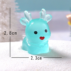 Голубой Рождественские светящиеся украшения из микропейзажа из смолы, светится в темноте, олень, голубой, 28x23 мм