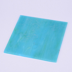Turquoise Foncé Feuilles de verre de variété, grands carreaux de mosaïque en verre cathédrale, pour l'artisanat, carrée, turquoise foncé, 100x100x3mm