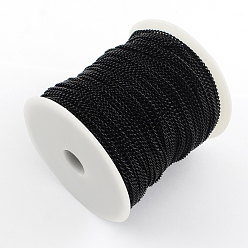 Black Electrophoresis Unwelded Iron Curb Chains, with Spool, Black, 3x2x0.6mm, about 328.08 Feet(100m)/roll