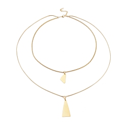Golden 304 Stainless Steel Double Layer Necklaces, with Box Chains & Snake Chains, Triangle, Golden, 20.39 inch(51.8cm)