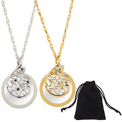 Золотой & Серебряный 2 шт. 2 ожерелье с подвеской в виде цветка из сплава и стекла для женщин, с мешками на шнурке из бархатной ткани 1pc, золотой и серебряный, 18.50 дюйм (47 см), 1 шт / цвет